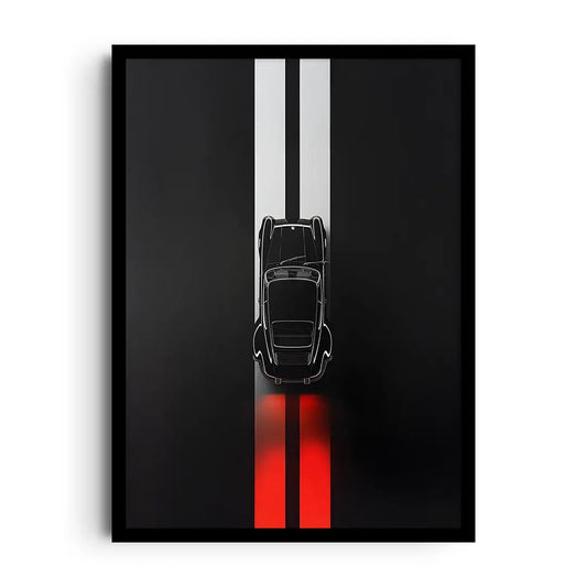 Framed poster of layered precise motion lines in rich contrast, refined performance and speed wall art