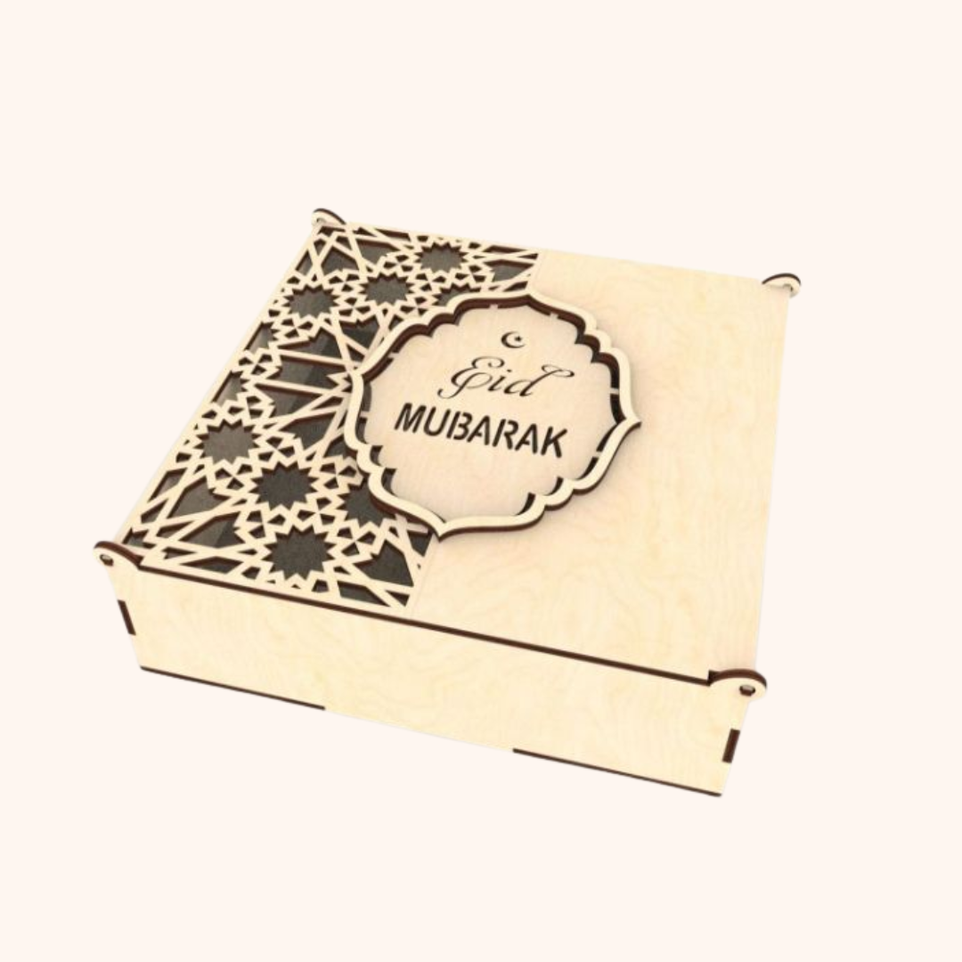 Giftaty Personalized Wooden Eid Mubarak Gift Box – Custom Engraved Islamic Gift