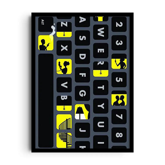 Framed minimalist typography poster hiding a secret message, inspired by the chat typing indicator