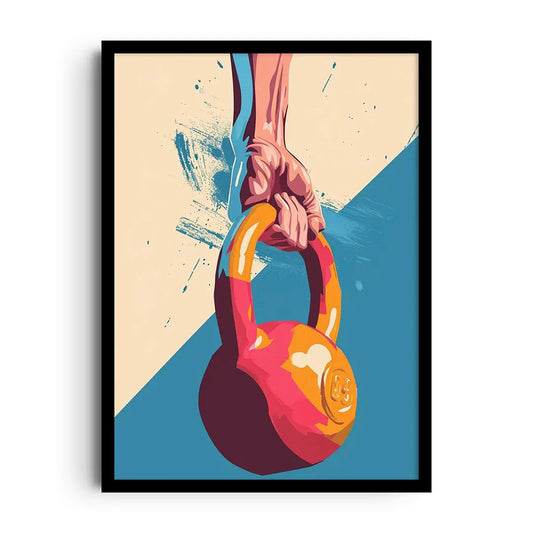 Framed poster of a powerful weightlifting triumph in bold motion-driven style, gym motivation wall art