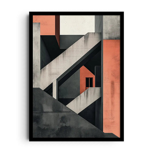 Framed minimalist poster of clean architectural lines and balanced negative space with subtle texture