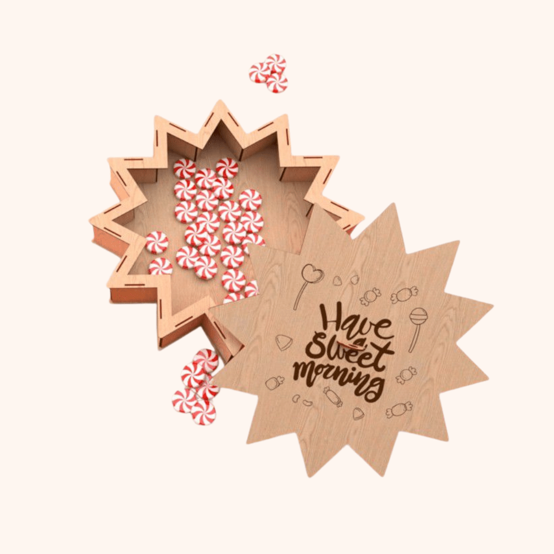 Giftaty Laser Cut Candy Wooden Gift Box – Custom Names & Messages - Giftaty