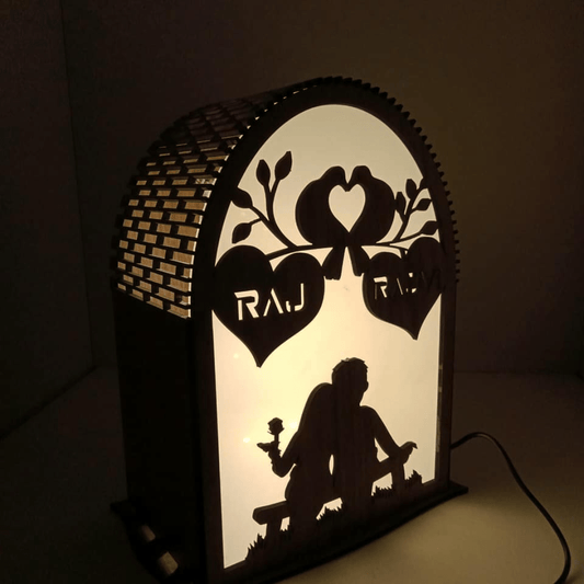 Giftaty Personalized Valentine's Day Lightbox – Romantic Wooden Decor Gift - Giftaty