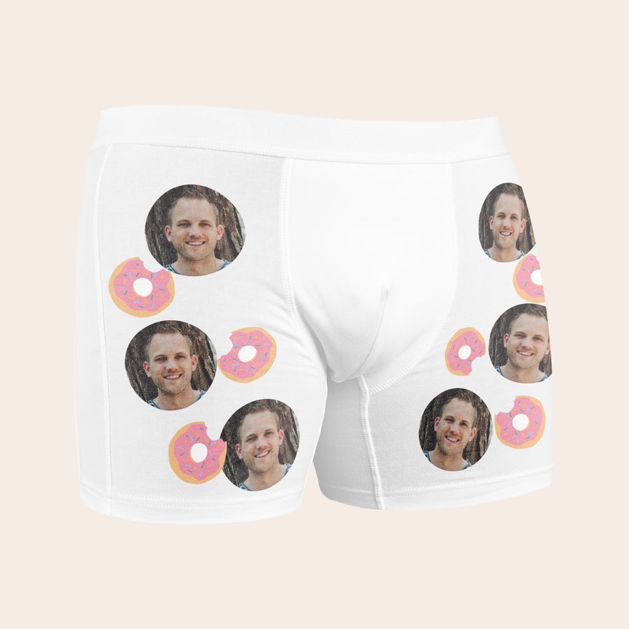 Photo boxer shorts gift shown in an alternative example design