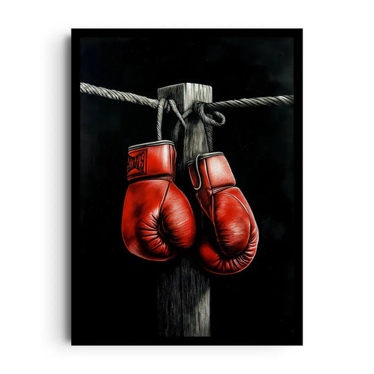 Framed poster of a dynamic stadium arena scene with bold contrast and motion lines, sports wall art