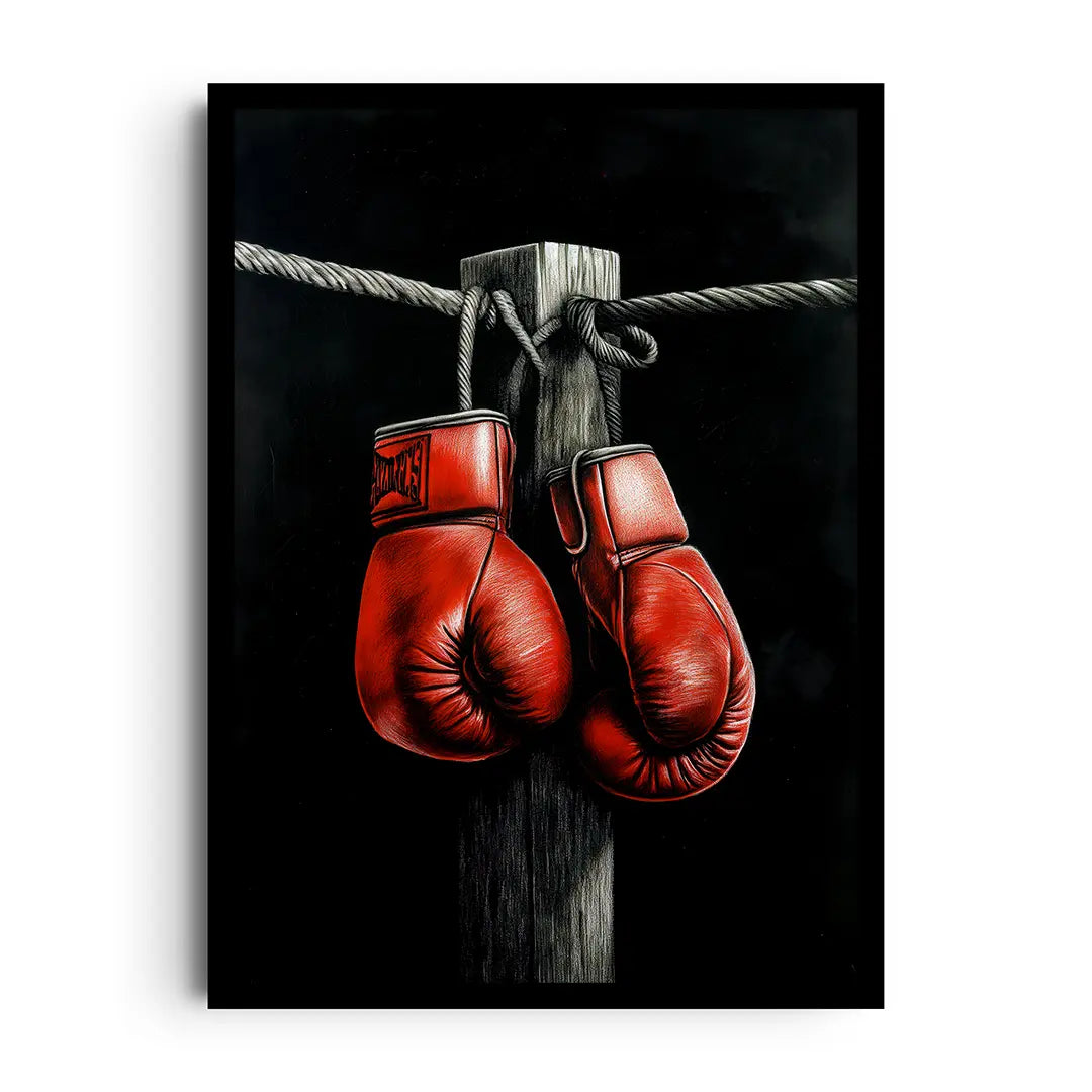 Framed poster of a dynamic stadium arena scene with bold contrast and motion lines, sports wall art