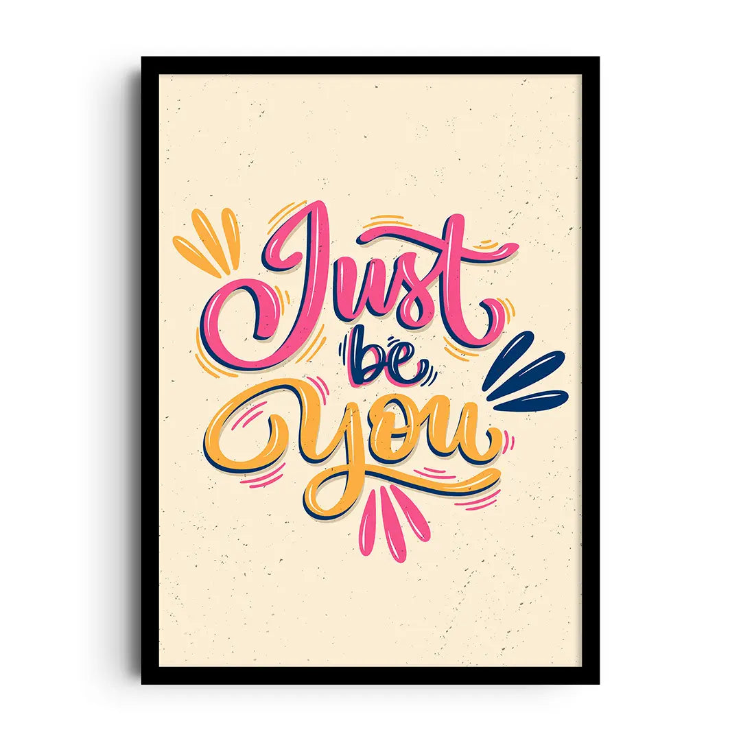 Framed uplifting typography poster reading Be Authentic with soft playful accents