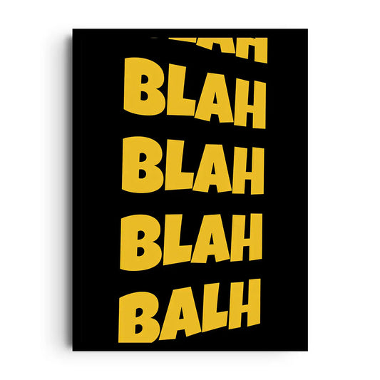Framed poster with a playful Blah Overload theme of energetic shapes and calm colour fields