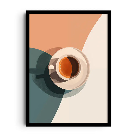 Framed poster of minimalist geometric shapes with soft organic textures in warm earthy tones