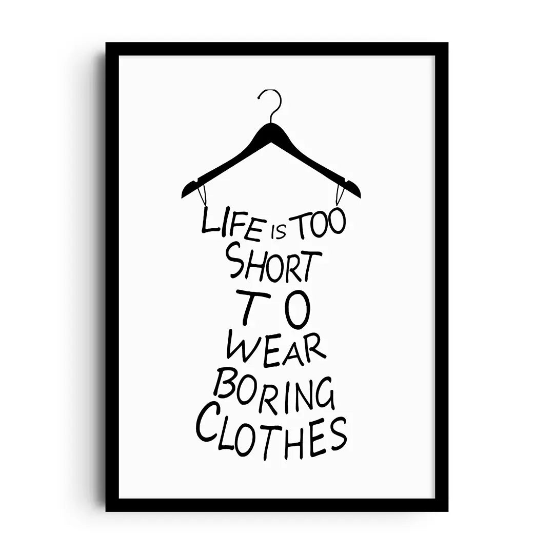 Framed pastel typography poster titled Closet Manifesto with playful fashion accents