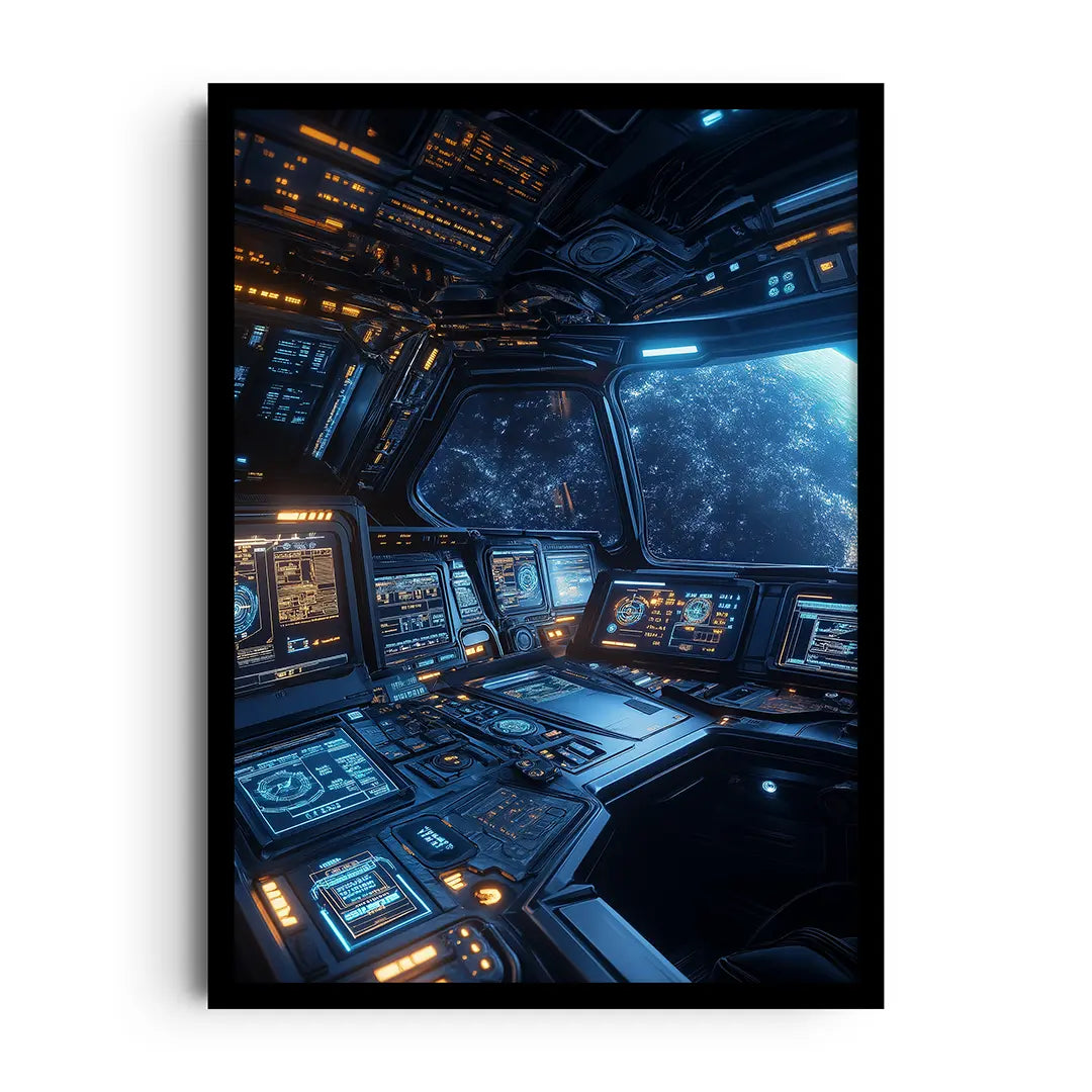 Framed poster of a stylised planetary map in tactical game style, bold strategy gaming wall art