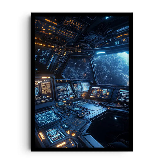 Framed poster of a stylised planetary map in tactical game style, bold strategy gaming wall art