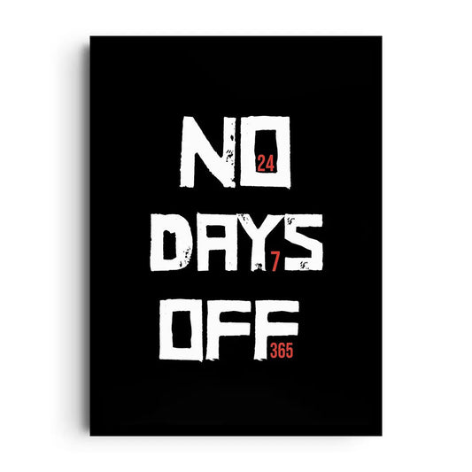 Framed poster with striking typography reading Commitment 24/7/365, a dedication-themed motivational design
