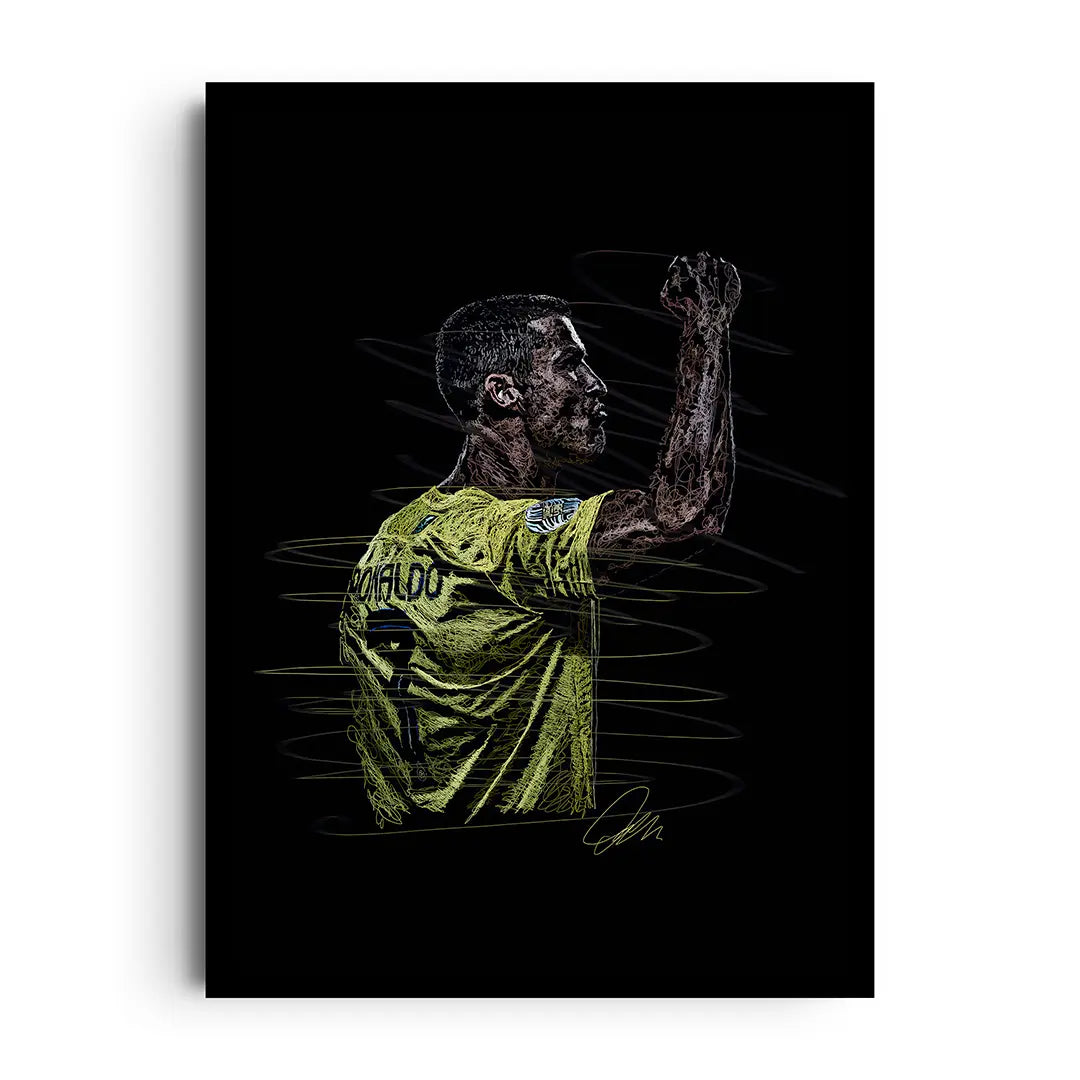 Framed CR7 Spirit poster of Cristiano Ronaldo in vivid colour with a motivational football theme
