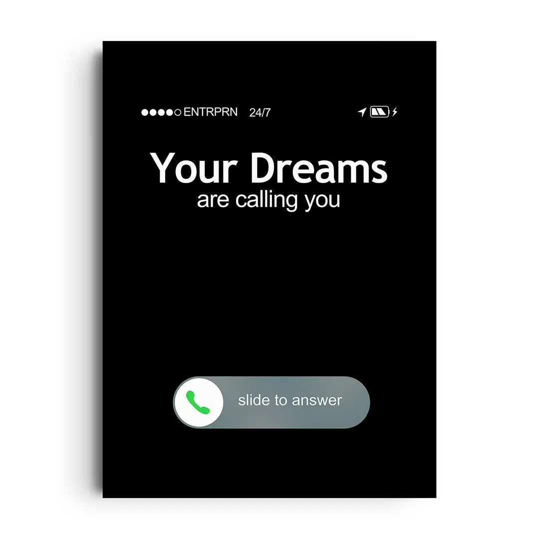 Framed poster with dreamy colour gradients and modern typography encouraging you to follow your dreams