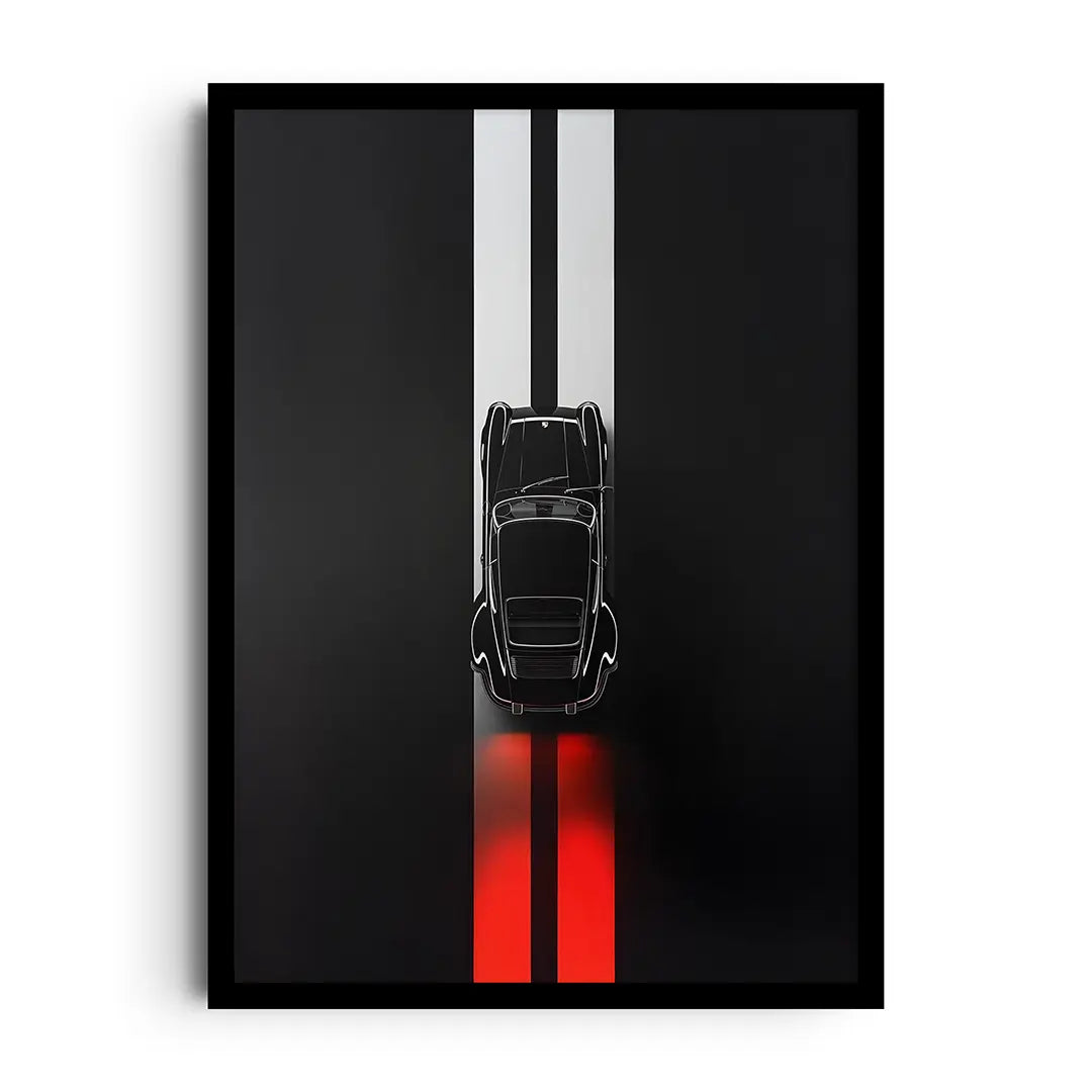 Framed poster of layered precise motion lines in rich contrast, refined performance and speed wall art