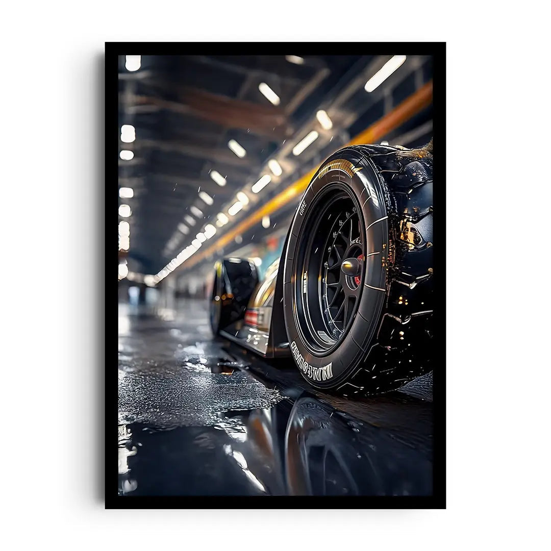 Framed poster of sweeping vivid motion lines bursting with adrenaline, high-energy sports wall art