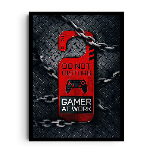 Framed poster of a neon gaming command centre with arcade glow, high-energy gamer wall art