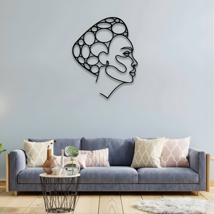 Giftaty African Woman Line Art Wall Decor – Minimalist Wooden Art Gift