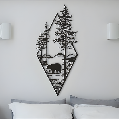 Giftaty Bear & Forest Layered Wall Art – Unique Wooden Decor