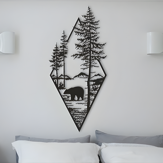 Giftaty Bear & Forest Layered Wall Art – Unique Wooden Decor