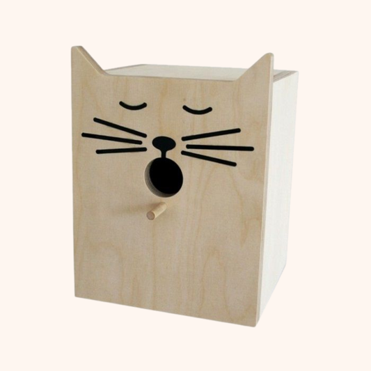 Giftaty Cat Face Wooden Birdhouse – Unique Pet Owners Gift