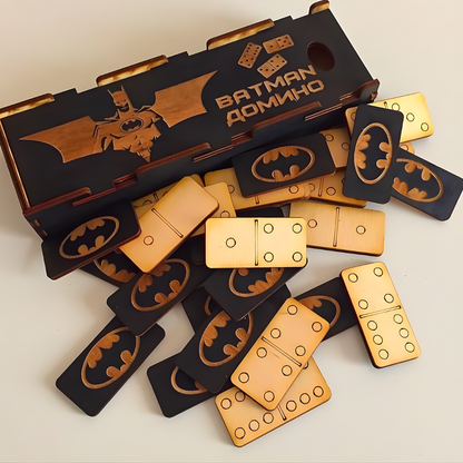 Giftaty Batman Wooden Domino Set with Box – Unique Gift for Kids & Him