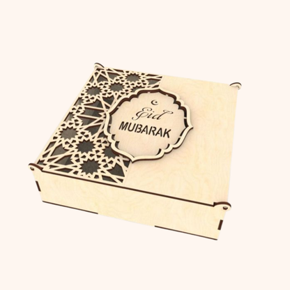 Giftaty Personalized Wooden Eid Mubarak Gift Box – Custom Engraved Islamic Gift