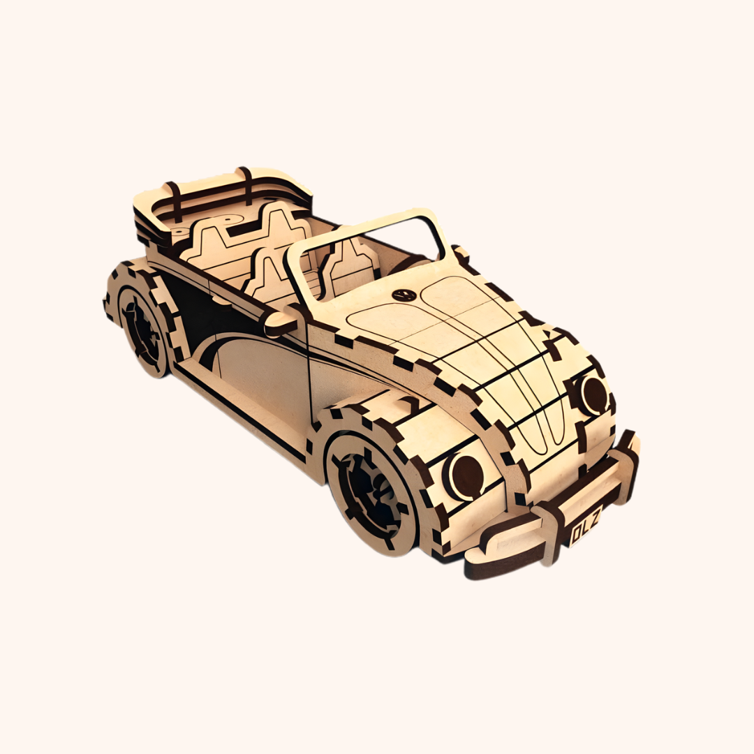 Giftaty Volkswagen Beetle Convertible 3D Wooden Model – Personalized Car Gift
