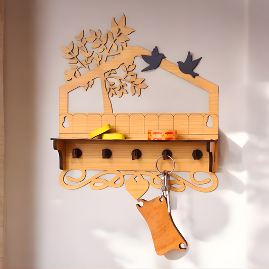 Giftaty Wall Mounted Key Holder – Personalized Tree & Bird Decor Gift