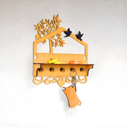 Giftaty Wall Mounted Key Holder – Personalized Tree & Bird Decor Gift