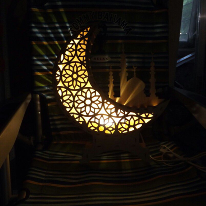 Giftaty Wooden Crescent Fanous Lantern – Personalized Ramadan & Eid Gifts