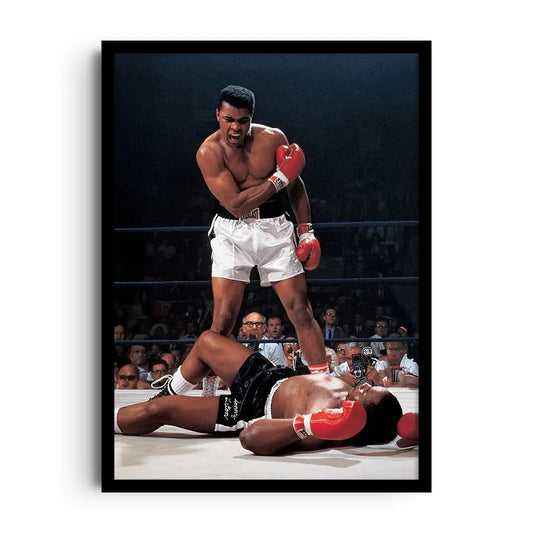 Framed vintage-style boxing poster titled King's Punch with regal crown motifs and dramatic fight-night composition