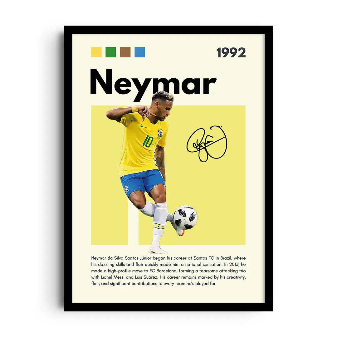 Giftaty Football Frames | Wall Art | Home Decor (NEYMAR, Football)