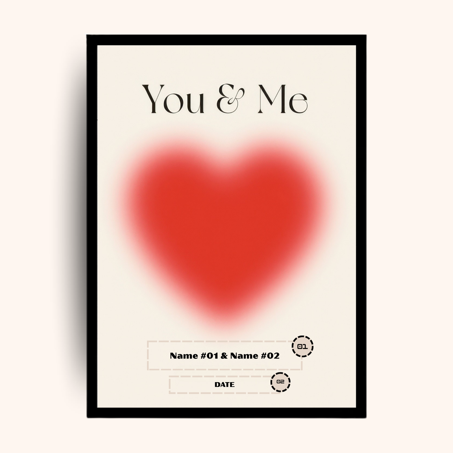 Giftaty Personalized Poster – You & Me Red Heart | Custom Names & Date
