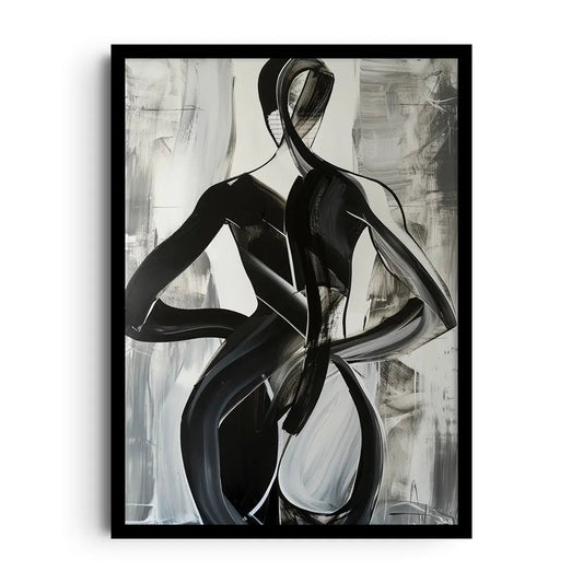 Framed poster of soft flowing shadow silhouettes in muted, elegant tones