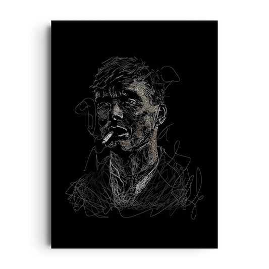 Framed moody poster titled Shelby Smoke with swirling smoke textures in dark, high-contrast tones