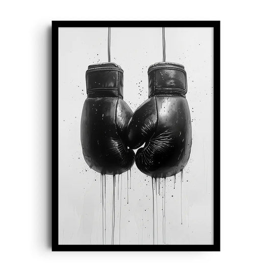 Framed poster of a bold athlete silhouette at the moment of a decisive strike, vivid action sports wall art