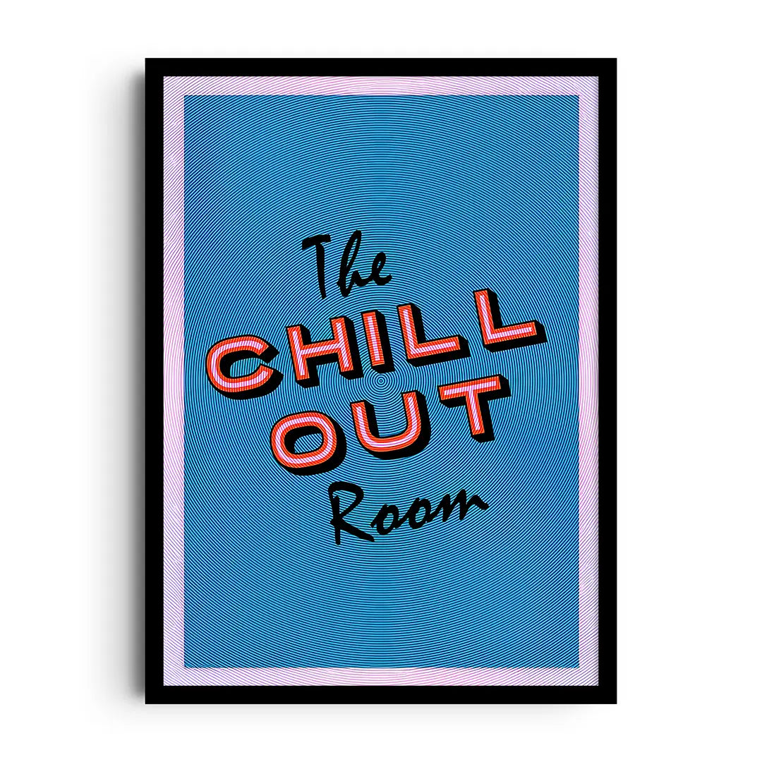Framed pastel poster with botanical accents and soft lettering for a relaxing chill-out room