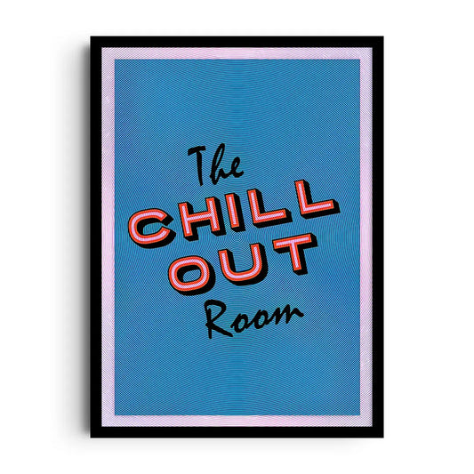 Framed pastel poster with botanical accents and soft lettering for a relaxing chill-out room
