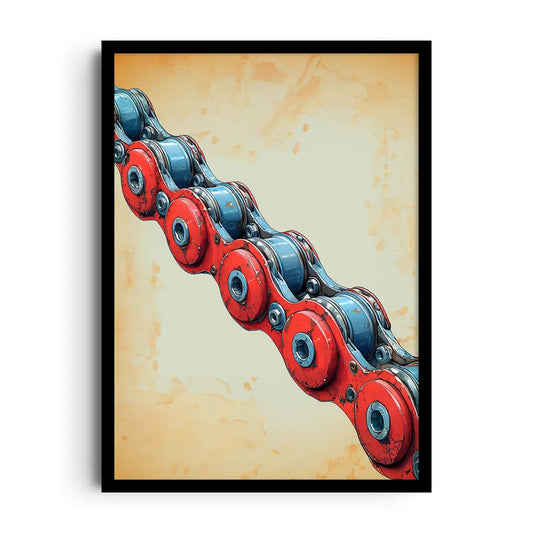 Framed poster of sweeping arcs and angled vectors suggesting rotation and force, abstract motion wall art