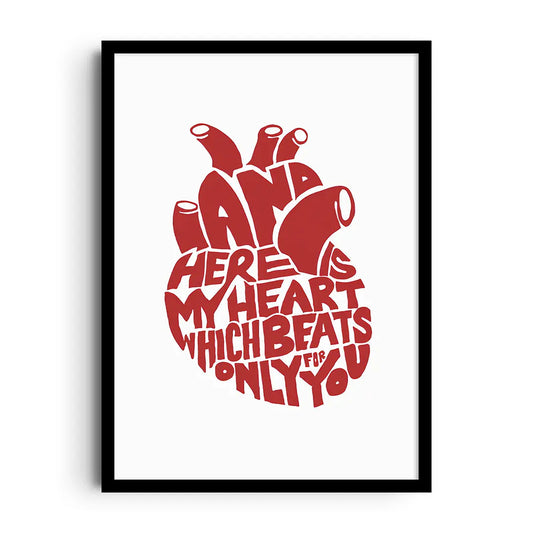 Framed poster of abstract geometric lines and gradients that suggest a musical rhythm or beat