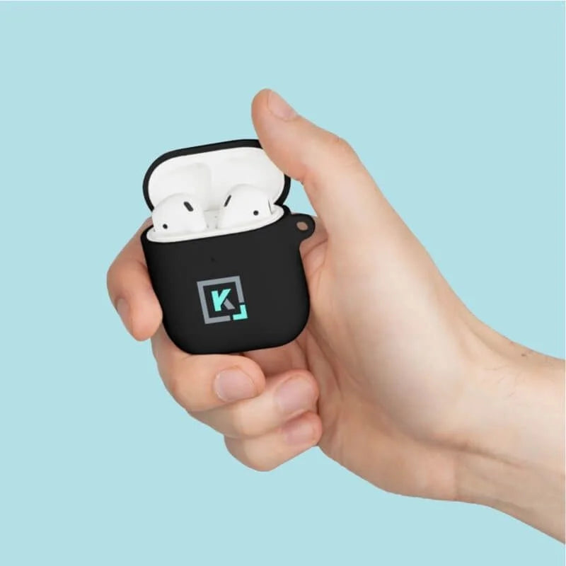 Customized AirPods case close-up of an example personalized design