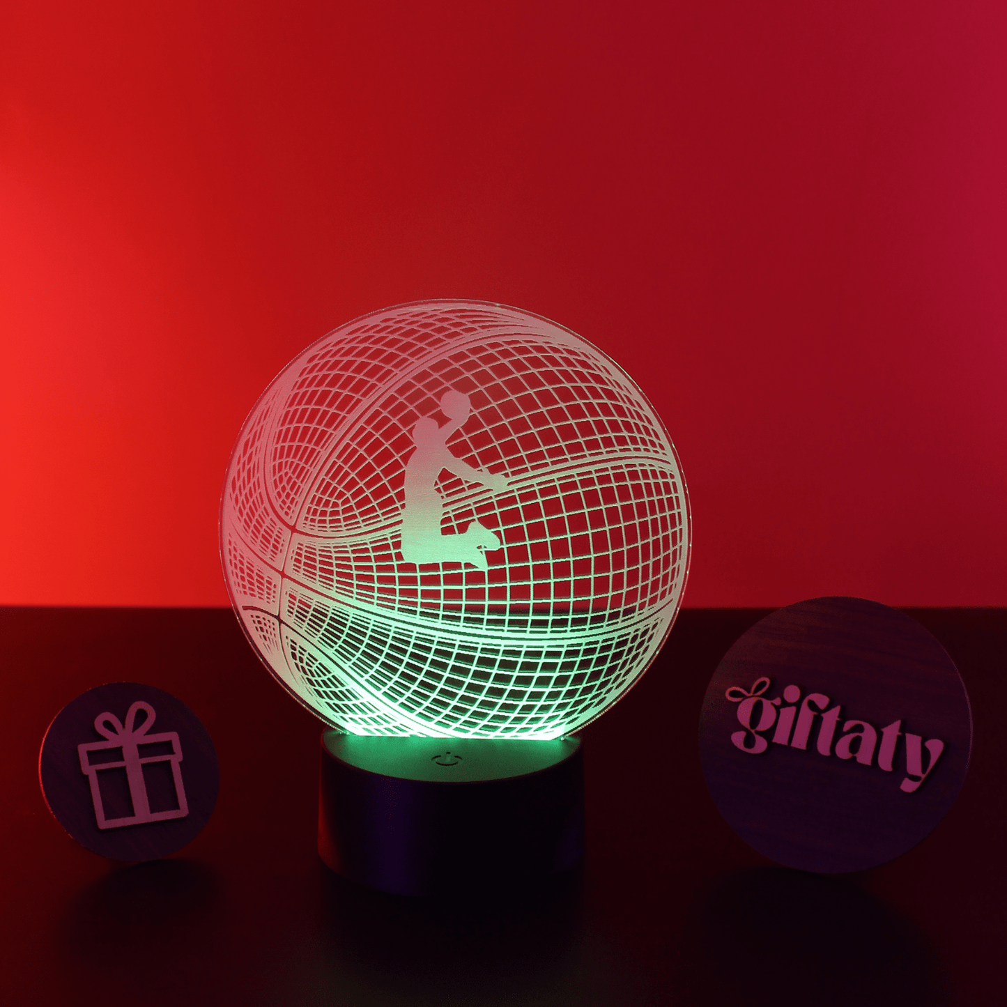 Custom Acrylic 3D LED Night Light for Basketball Lover – Personalized Slam Dunk Lamp, Unique Gift for Him, Birthday Father's Day Gift - Giftaty