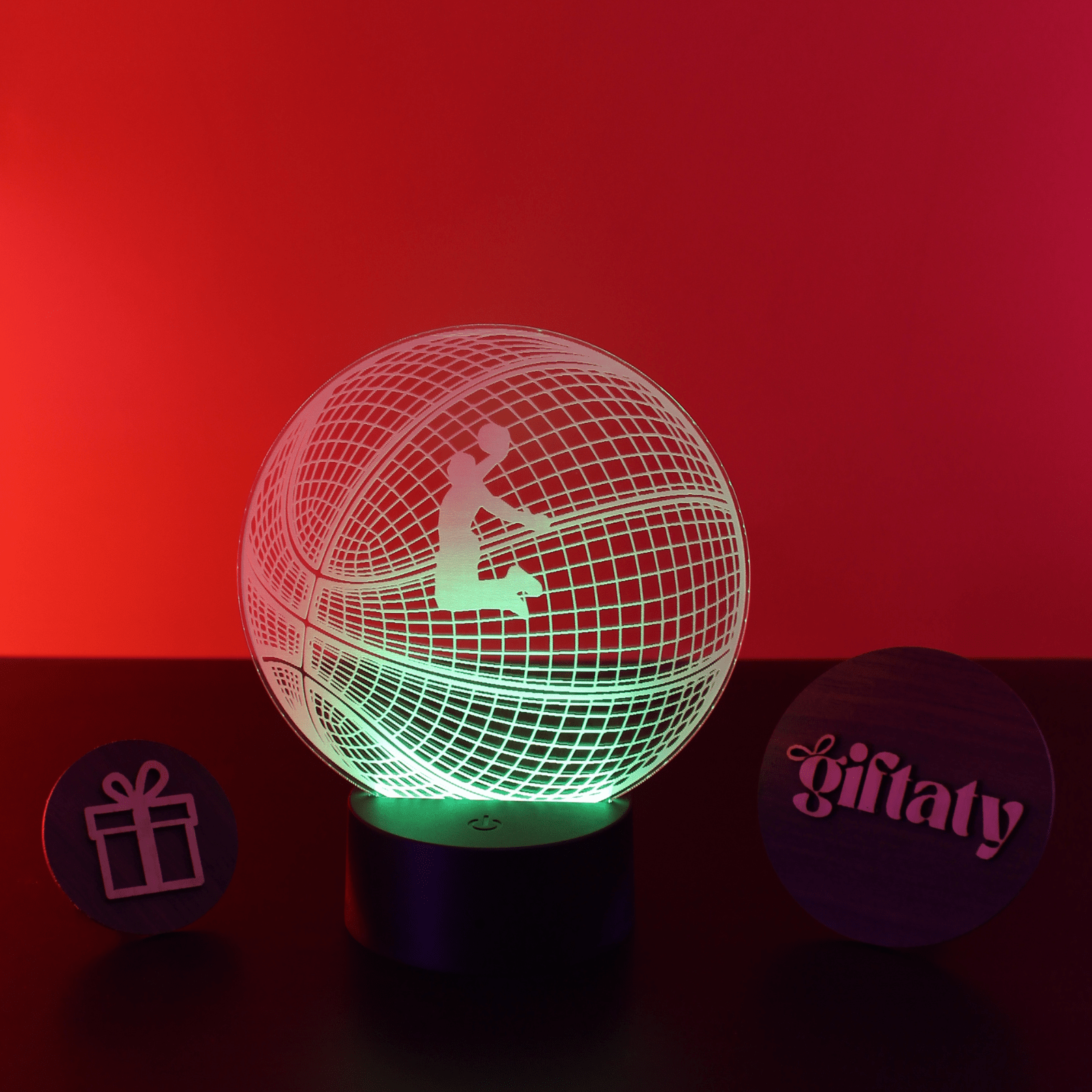 Custom Acrylic 3D LED Night Light for Basketball Lover – Personalized Slam Dunk Lamp, Unique Gift for Him, Birthday Father's Day Gift - Giftaty