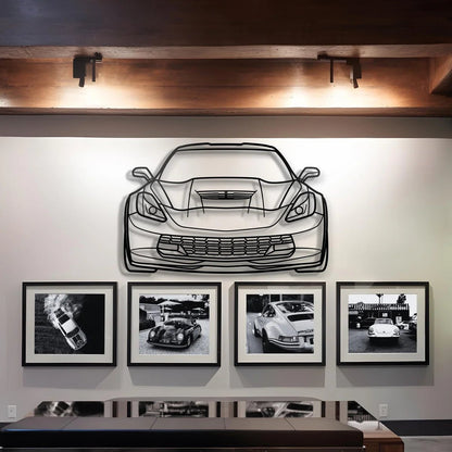 Custom Chevrolet Corvette Z06 C7 Silhouette Gift | Personalized Wall Art - Giftaty