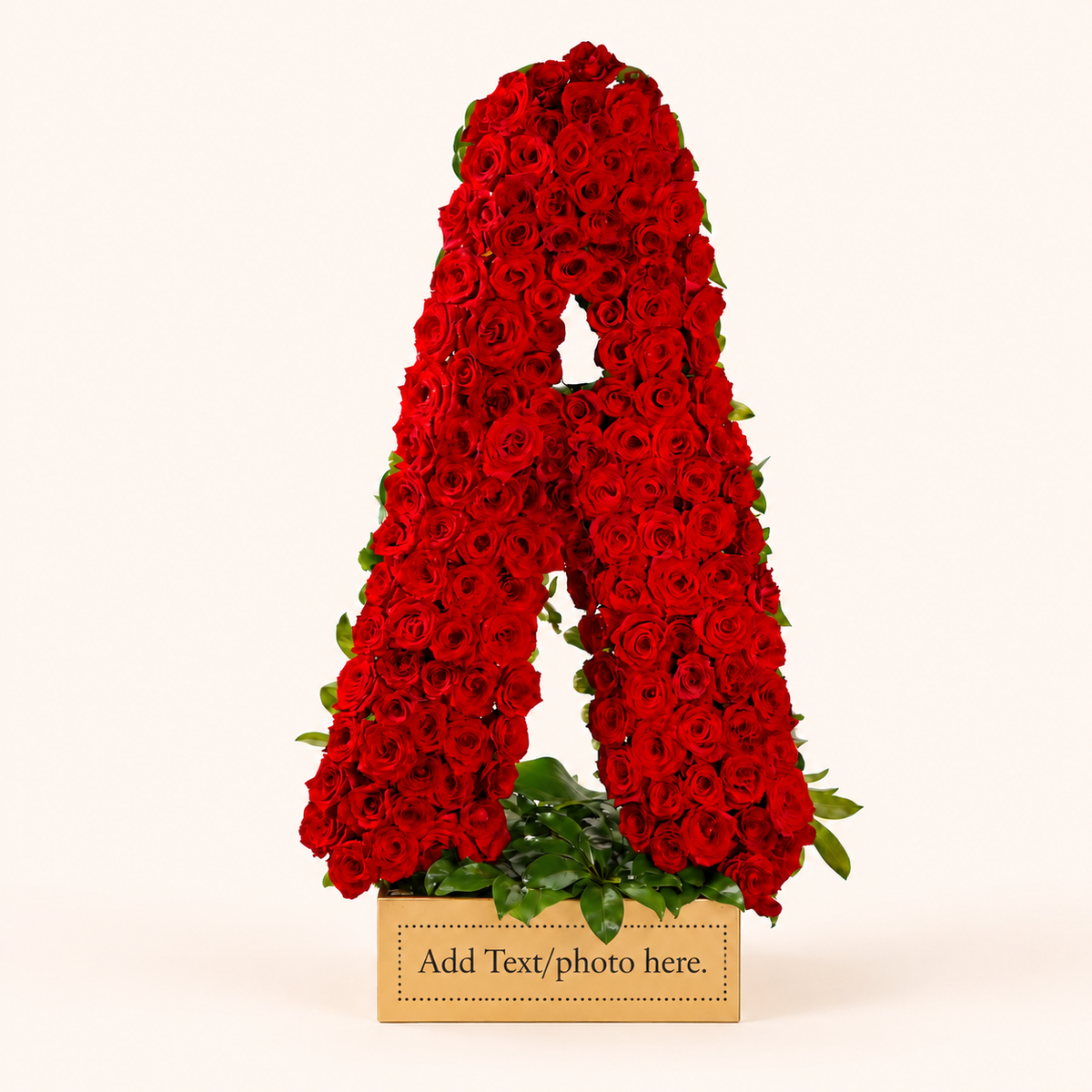 Customized artificial red flower letter with personalized photo or message section by Giftaty Egypt