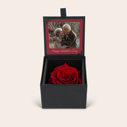 Eternity rose photo gift shown with an alternative example design