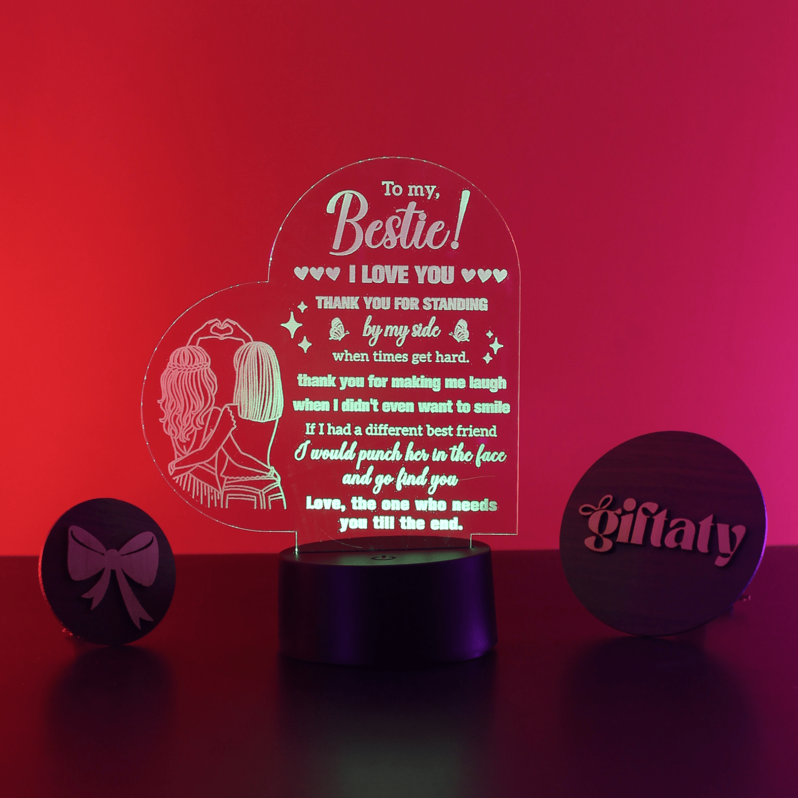 Giftaty 3D LED Acrylic Gift with Wooden Box – Ready - to - Use Designs for Every Occasion - Giftaty