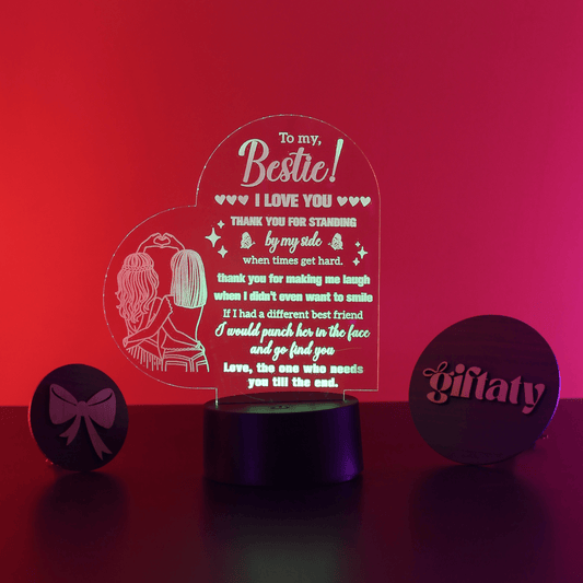 Giftaty 3D LED Acrylic Gift with Wooden Box – Ready - to - Use Designs for Every Occasion - Giftaty